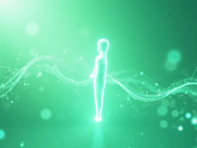 Abstract AI interface with wellness data insights for a person