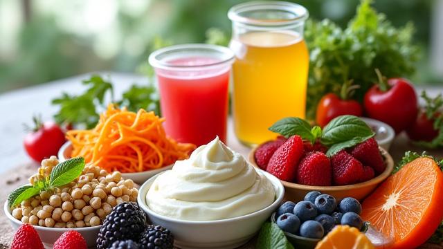 Variety of fermented foods and probiotics for gut health